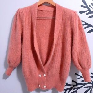 Vintage Puff Sleeve Cardigan Sweater